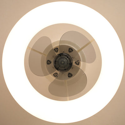 Modern Creative Circle LED Semi-Flush Mount Ceiling Fan Light