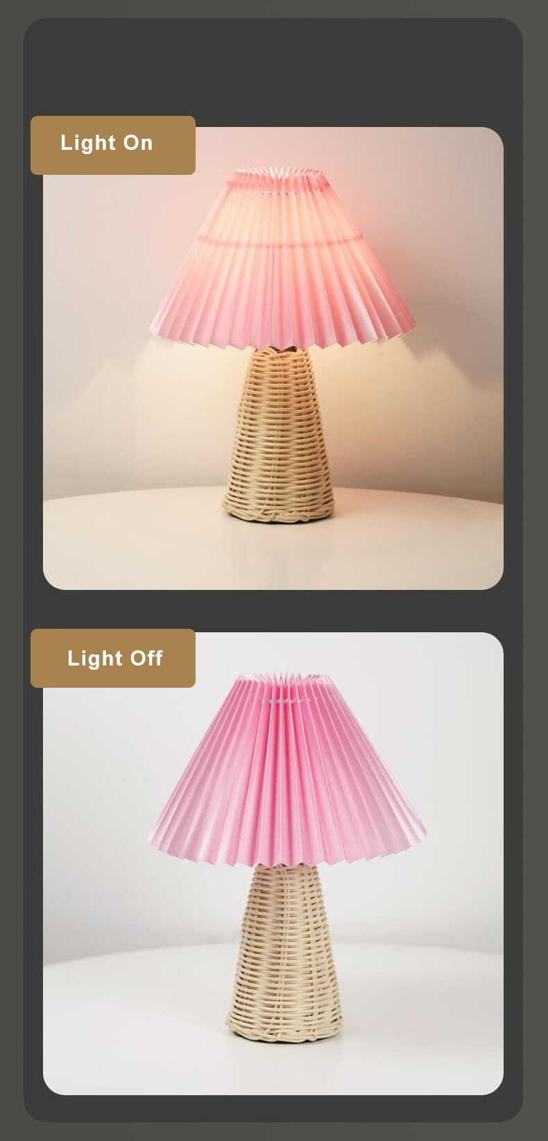 Vintage Pleated Fabric Tapered Base 1-Light Table Lamp