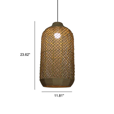 Retro Hanfseil Weben Säule 1-Licht Pendelleuchte 