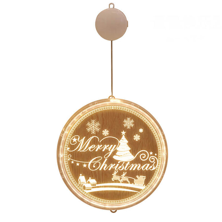 Weihnachtliche LED-Acryl-Dekoration mit runder Saugnapfleuchte 