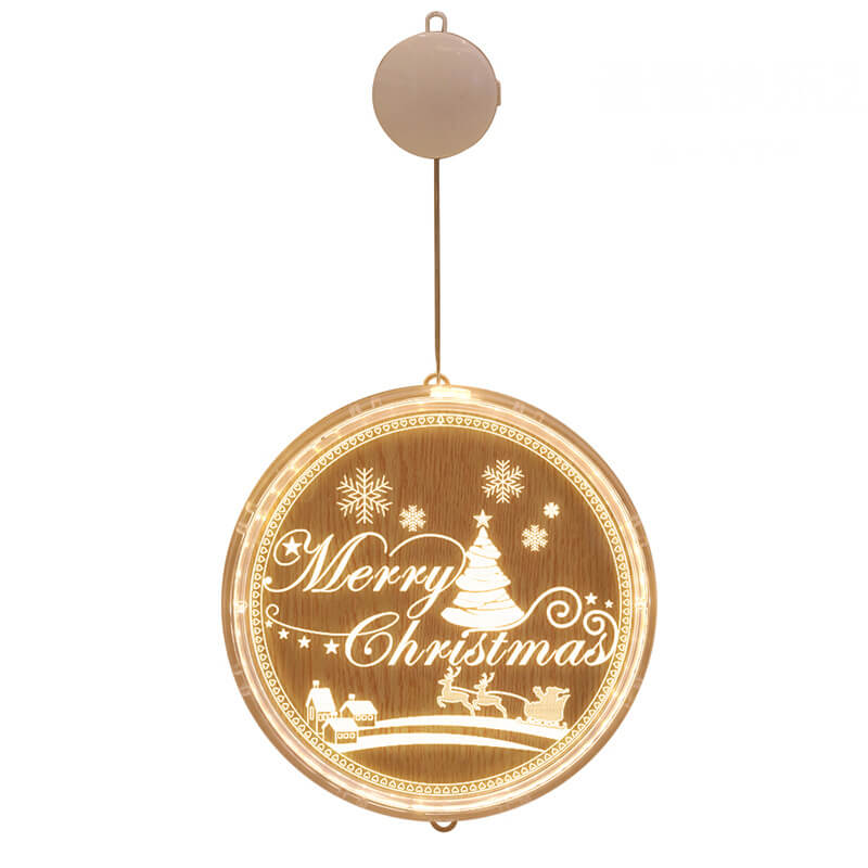 Décoration acrylique LED de Noël avec ventouse ronde 