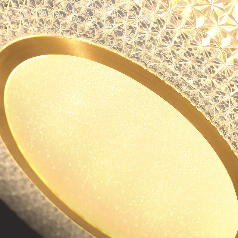 Modern Luxury Round Bowl Shaped Brass LED Flush Mount Ceiling Light