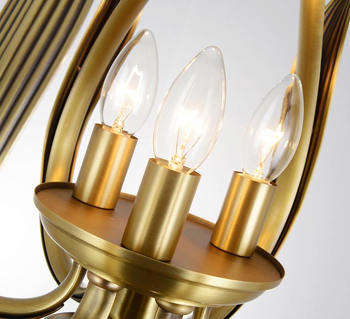Modern Luxury Brass Oval Lantern  3-Light Chandelier