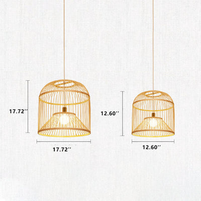 Vintage Bamboo Weaving Birdcage 1-Licht Pendelleuchte 