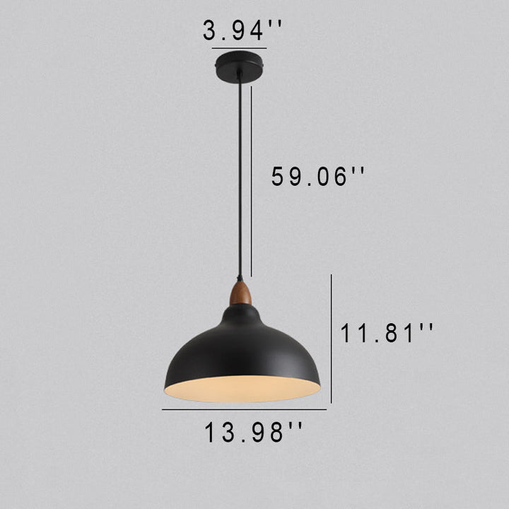 Contemporary Industrial Iron Japanese Style Inverted Bowl 1-Light Pendant Light
