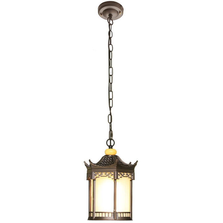 Retro chinesische wasserdichte sechseckige Laterne für den Außenbereich 1-Licht Terrassen-Pendelleuchte 