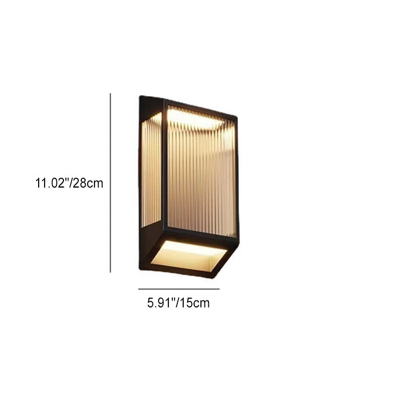 Moderna lámpara de pared solar impermeable trapezoidal de acero inoxidable y acrílico con LED para exteriores 
