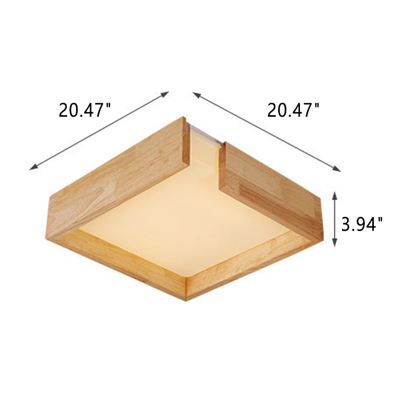 Plafonnier LED carré simple en bois moderne 