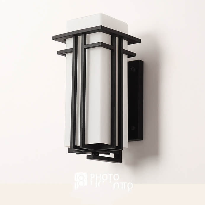 Lámpara Aplique de Pared Exterior Impermeable de 1 Luz de Hierro Cuadrado de Vidrio Moderno 