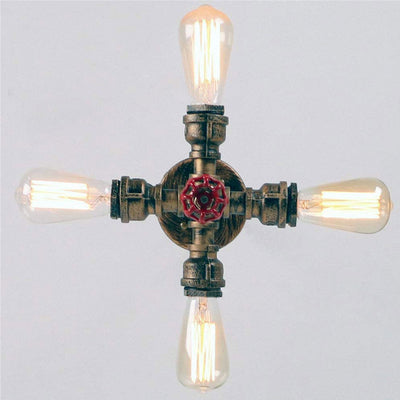 Lustre industriel rétro en fer forgé à 4 lumières 