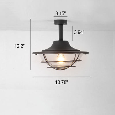 Industrial Vintage Glass Drum 1-Light Outdoor Semi-Flush Mount Deckenleuchte