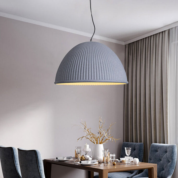 Luminaire suspendu en forme de dôme à 1 lumière en résine nervurée industrielle 