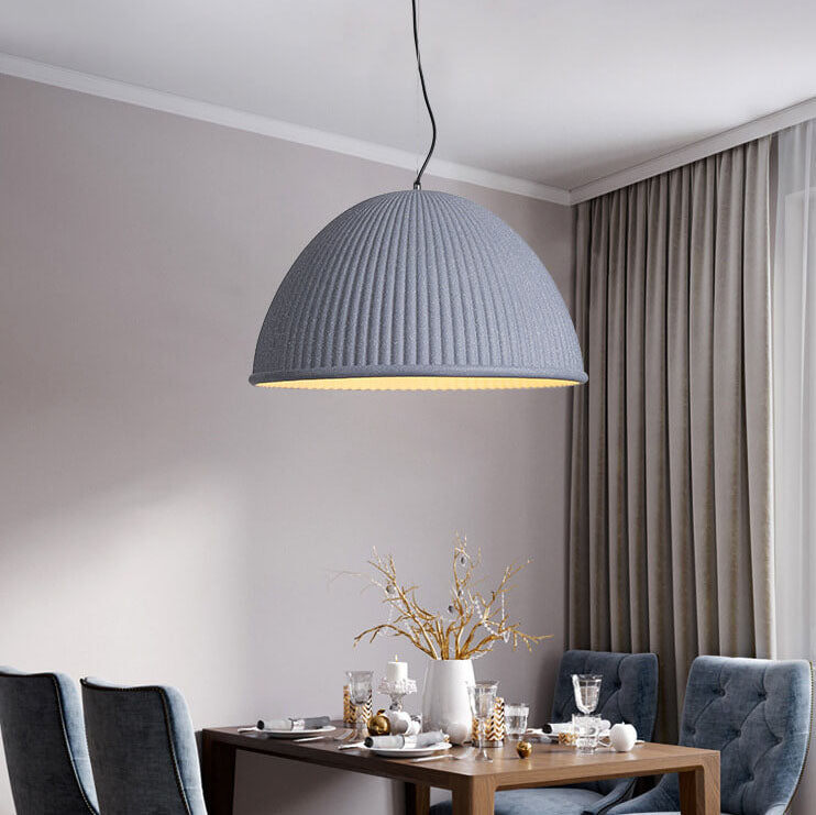 Industrial Ribbed Resin 1-Light Dome Pendant Light