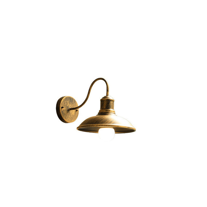 Applique Murale Extérieure Étanche en Fer Style Loft Rétro avec Dôme et Bras Courbé, 1 Lumière 