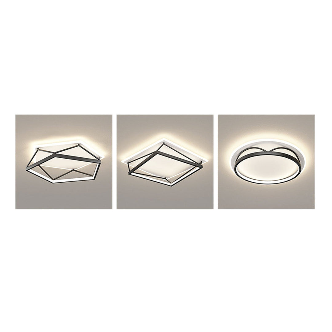 Luz de techo LED montada al ras con diseño geométrico cuadrado minimalista moderno de hierro y acrílico 