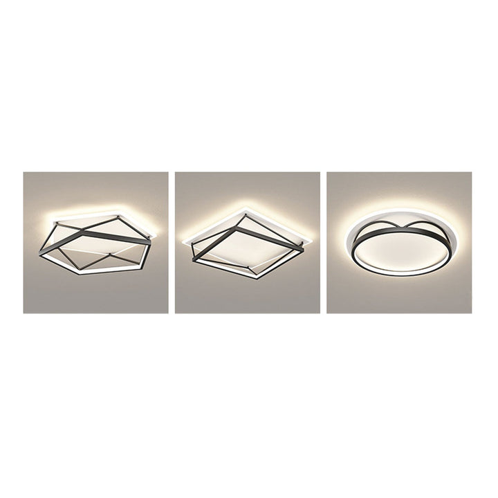 Luz de techo LED montada al ras con diseño geométrico cuadrado minimalista moderno de hierro y acrílico 