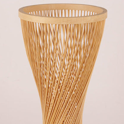 Modern Bamboo Weaving Cylinder 1 -Light Wood Table Lamp