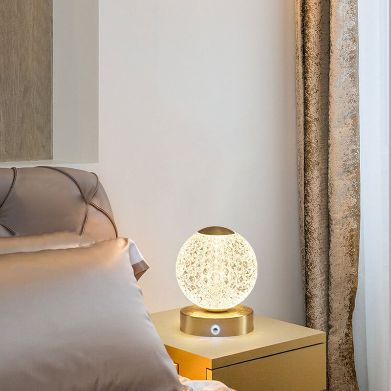 Lampe de Table LED Ronde en Laiton Acrylique Moderne de Luxe 