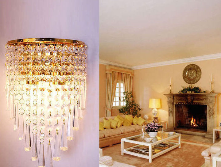 Lámpara Aplique de Pared de 2 Luces con Borlas de Cristal de Lujo Moderno 