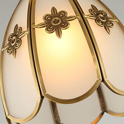 All Copper Frosted Glass Country Style 1-Light Semi-Flush Mount Light