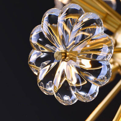 Modern Luxury Petal Crystal Full Brass Semi-Flush Mount Ceiling Light