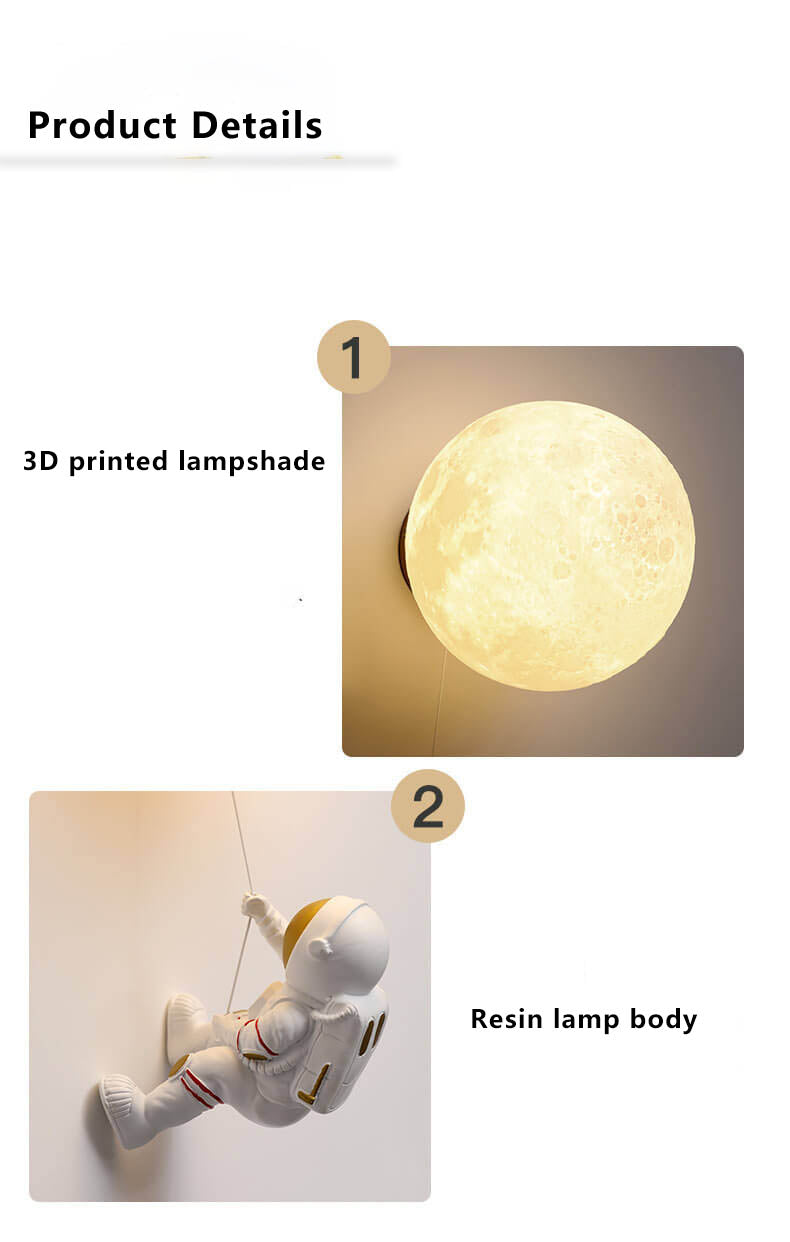 Creative Moon Astronaut 1-Light LED Wall Sconce Lamp