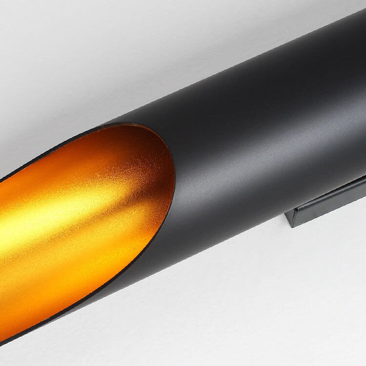 Moderne zylindrische Aluminium Schwarz Gold 2-Licht Wandleuchte 