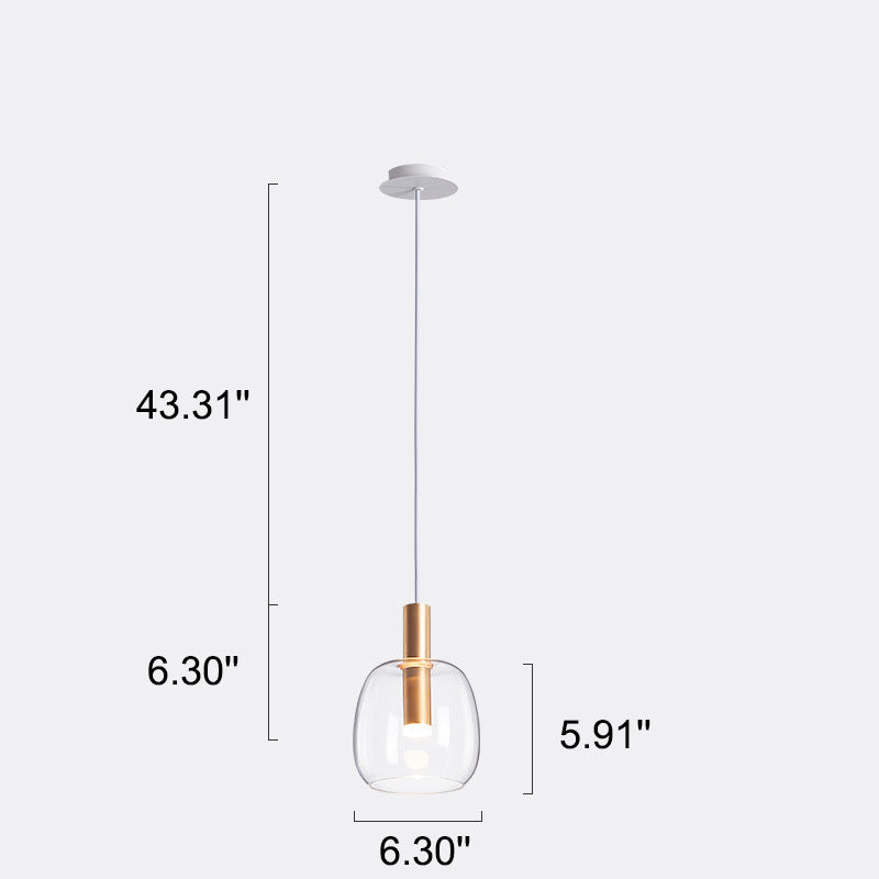 Minimalistische 1-flammige LED-Pendelleuchte aus klarem Glas 