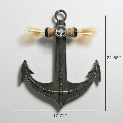 Industrial Vintage Wooden Boat Anchor 2-Light Decorative Wall Sconce