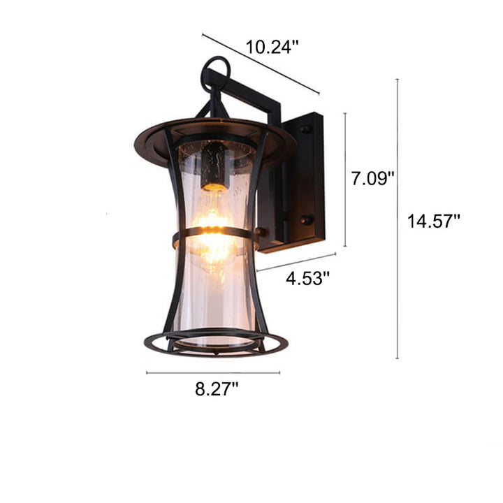 Aplique de pared impermeable moderno para exteriores con jaula de vidrio transparente y 1 luz 