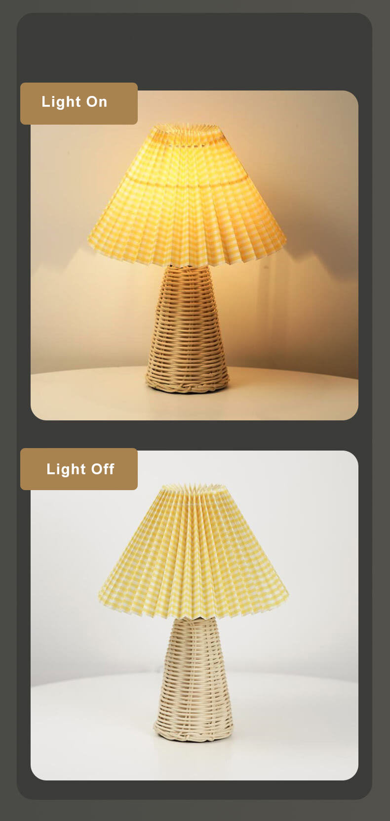 Vintage Pleated Fabric Tapered Base 1-Light Table Lamp