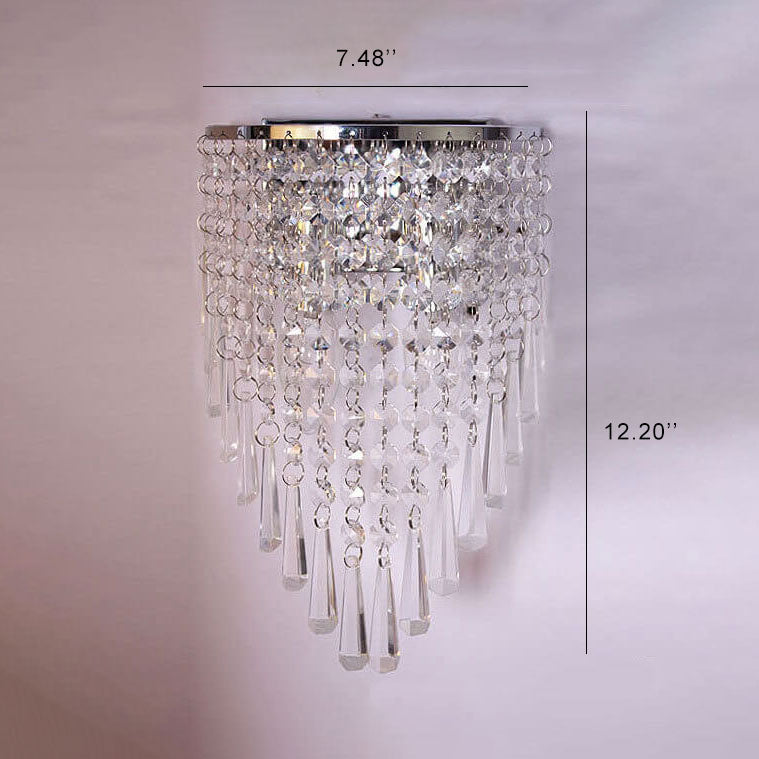 Lámpara Aplique de Pared de 2 Luces con Borlas de Cristal de Lujo Moderno 