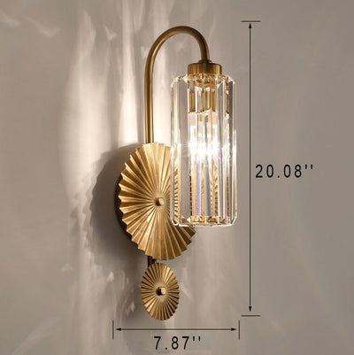 Modern Luxury Crystal Column Round Base 1-Light Wall Sconce Lamp
