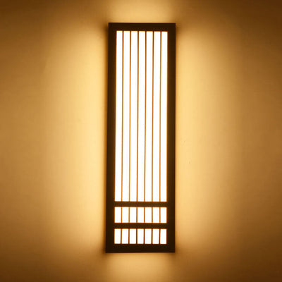 Simple Solid Wood Rectangular Dimmable 1-Light Japanese Wall Sconce Lamp