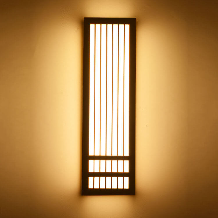 Simple Solid Wood Rectangular 1-Light Japanese Wall Sconce Lamp