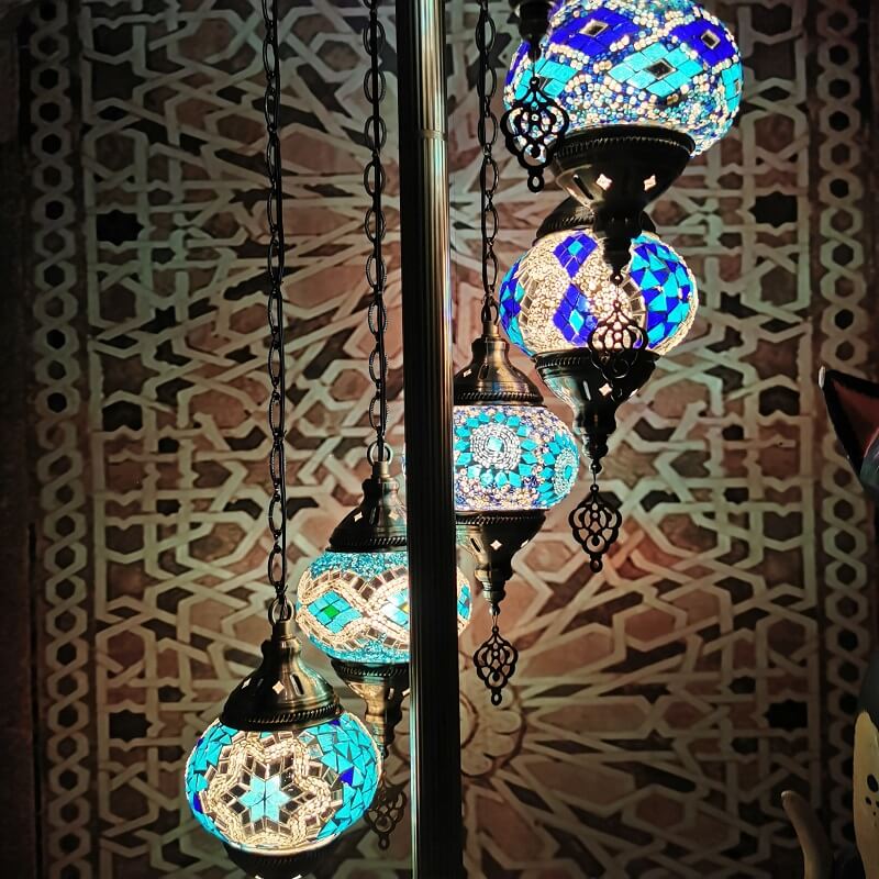 Retro Turkish Moroccan Globe 9-Light Standing Floor Lamp