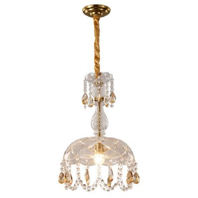 Moderne Luxus Kristall Hängedome 1-Licht Pendelleuchte 