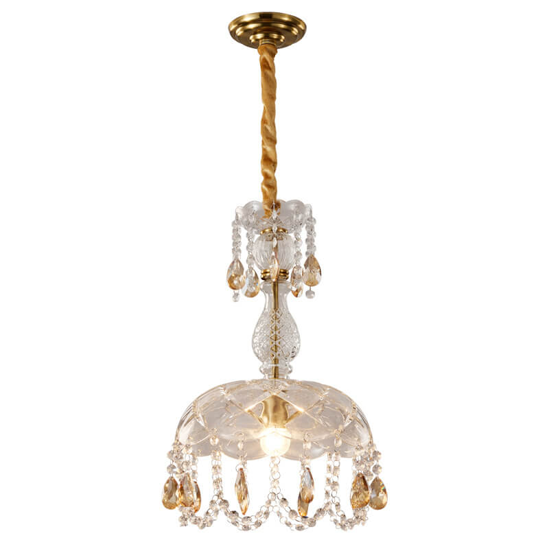 Moderne Luxus Kristall Hängedome 1-Licht Pendelleuchte 