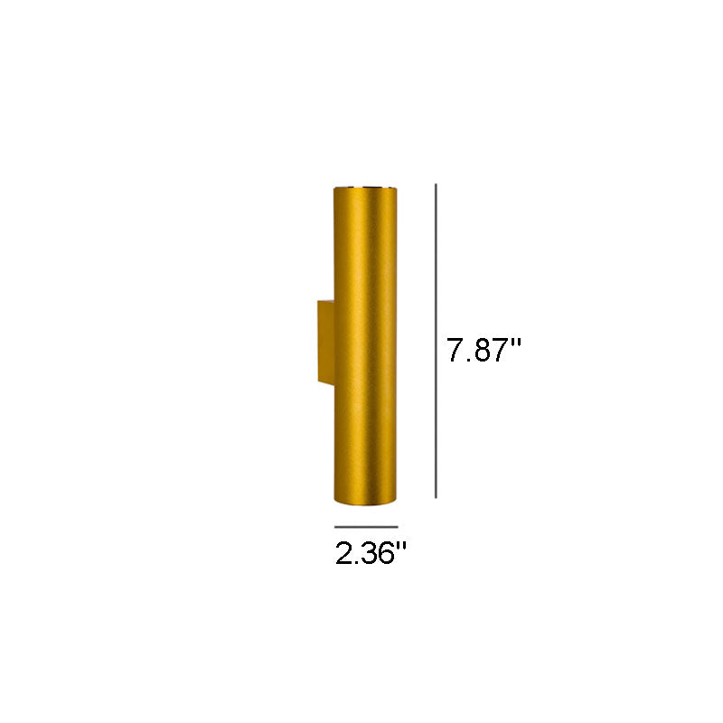 Einfache zylindrische 2-flammige Wandleuchte aus Aluminium 