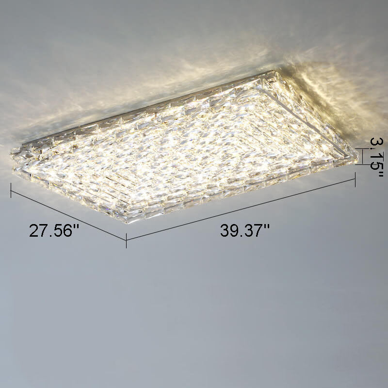 Modern Luxury Crystal Square LED Flush Mount Ceiling Light