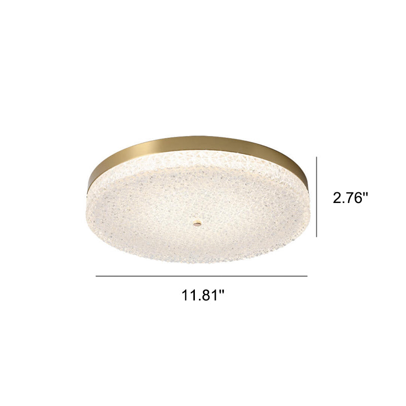 Modern Glass Brass Round LED Flush Mount Ceiling Light