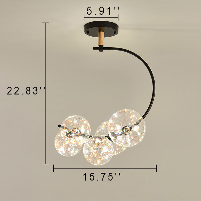 Nordic Creative Glass Ball Curve LED Semi-Flush Mount Ceiling Light