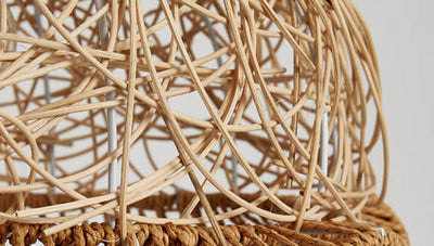 Rattan Weaving Scalloped Dome 1-Licht-Pendelleuchte 