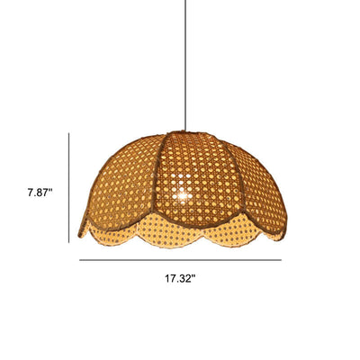 Nordic Rattan Weaving Scallop Dome 1-Light Pendant Light