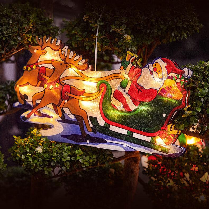 Décoration de fenêtre à ventouse avec lumières de Noël à l&