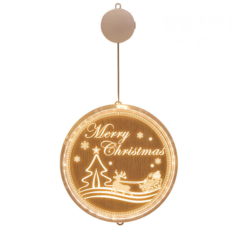 Décoration acrylique LED de Noël avec ventouse ronde 