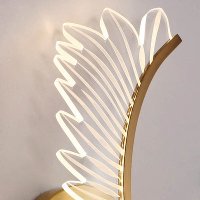 Moderne Acryl Feder Gold Kupfer LED Wandleuchte 