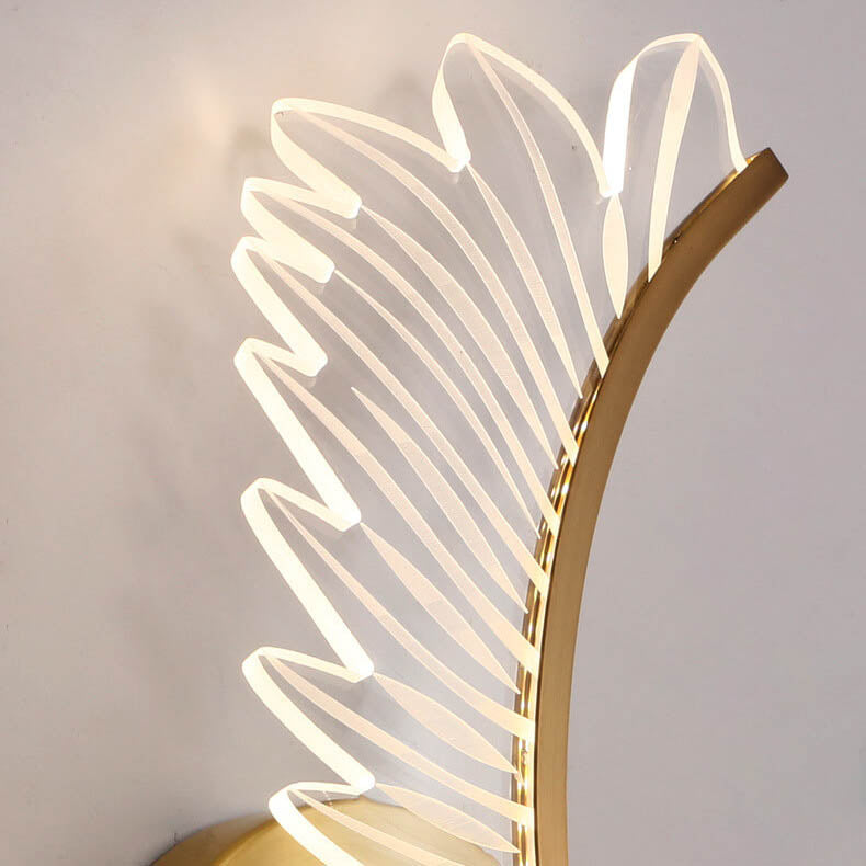 Moderne Acryl Feder Gold Kupfer LED Wandleuchte 