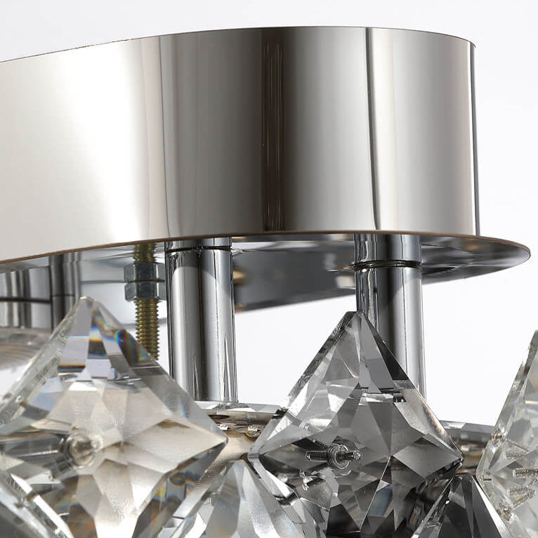Moderne Luxus-Kristallkreis-LED-Deckenleuchte mit halbbündiger Montage 