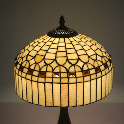 Lámpara de Mesa de 1 Luz de Vidrio Barroco Amarillo Tiffany Europeo 
